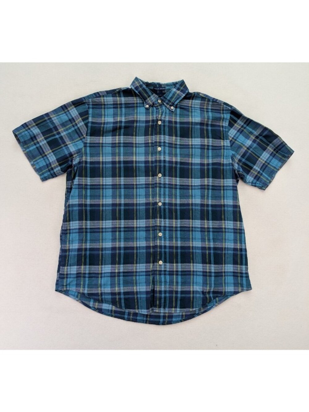 Falls Creek Men's Button-Up Shirt Size L Blue Plaid Short Sleeve